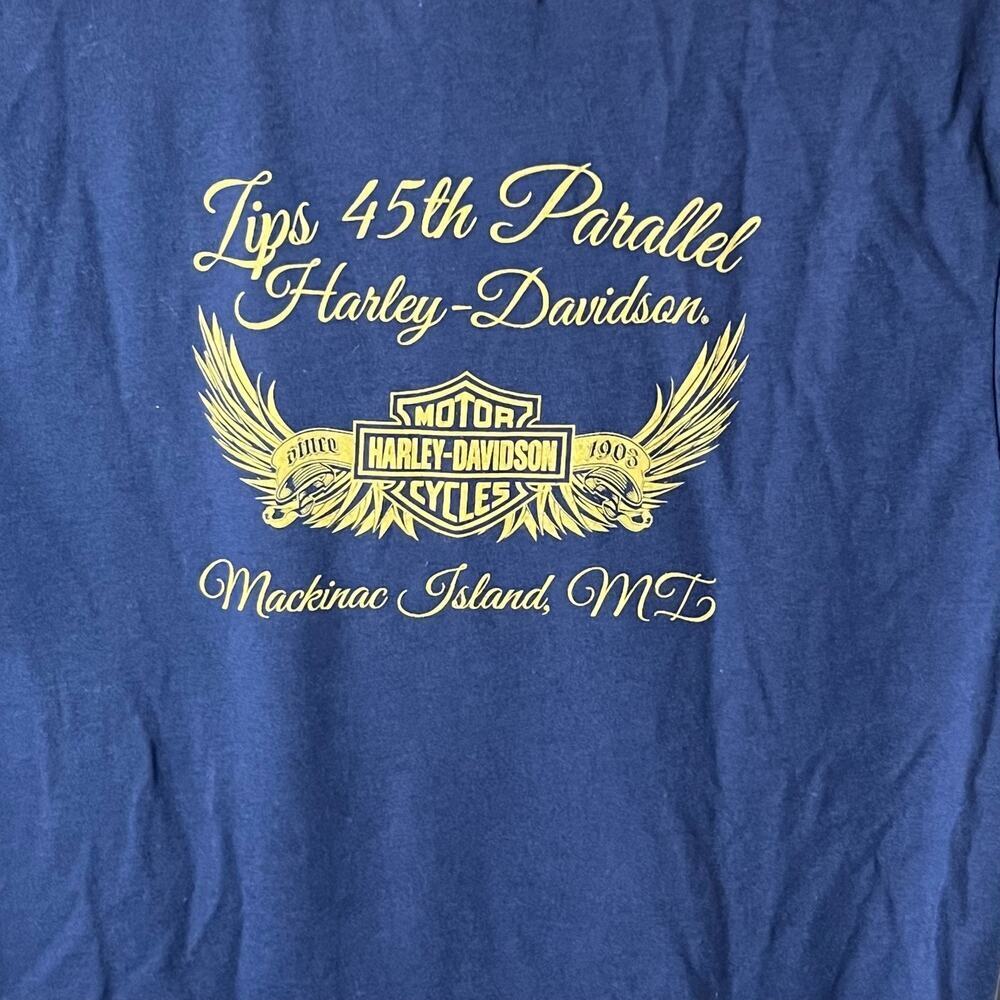 HARLEY DAVIDSON Mackinac Island Michigan Harley Davidson Blue Tee Sz L - Picture 3 of 5